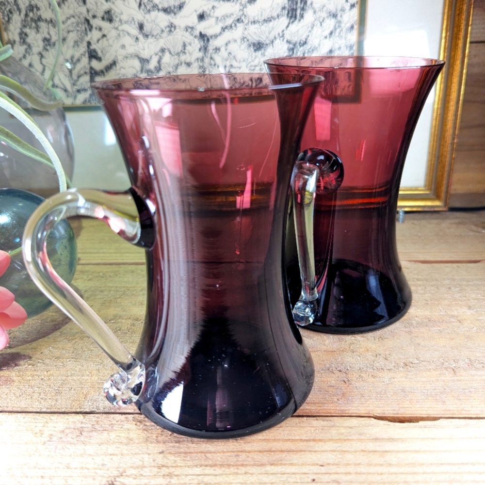 Vintage Empoli Hand Blown Art Glass Mug